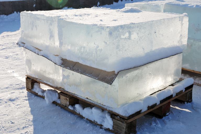 Big Translucent Ice Blocks in the Sun